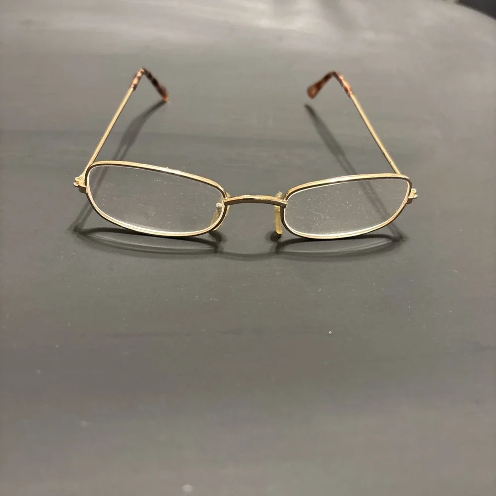 Gold Tone Metal Eyeglass Frames Small Oval Rectangle Tortoise Arms Frames Only